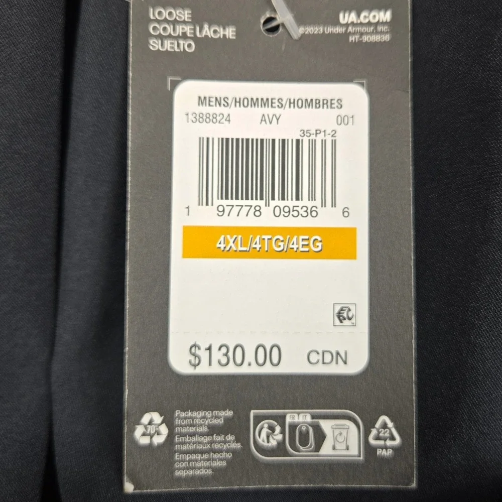 Under‎ Armour Athletic Pants 1388824 Straight Loose Fit Black Mens 4XL NEW - Picture 7 of 12